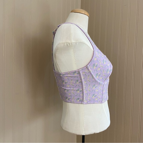 Lavender Floral Corset Crop Top Women’s Size Medium-Large - Picture 4 of 15